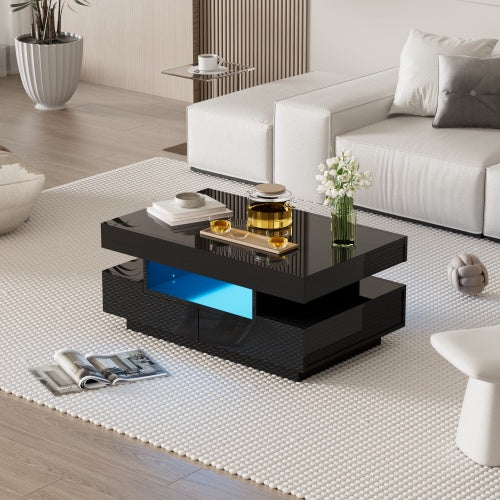 High gloss LED Coffee Table with Four Drawer storage