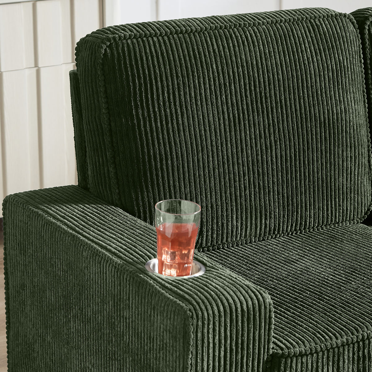 83.86 Corduroy Fabric Sofa,Modern Compressed Couch,3  Seater Sofa, Furniture For Living Room,Bedroom,office ,Green