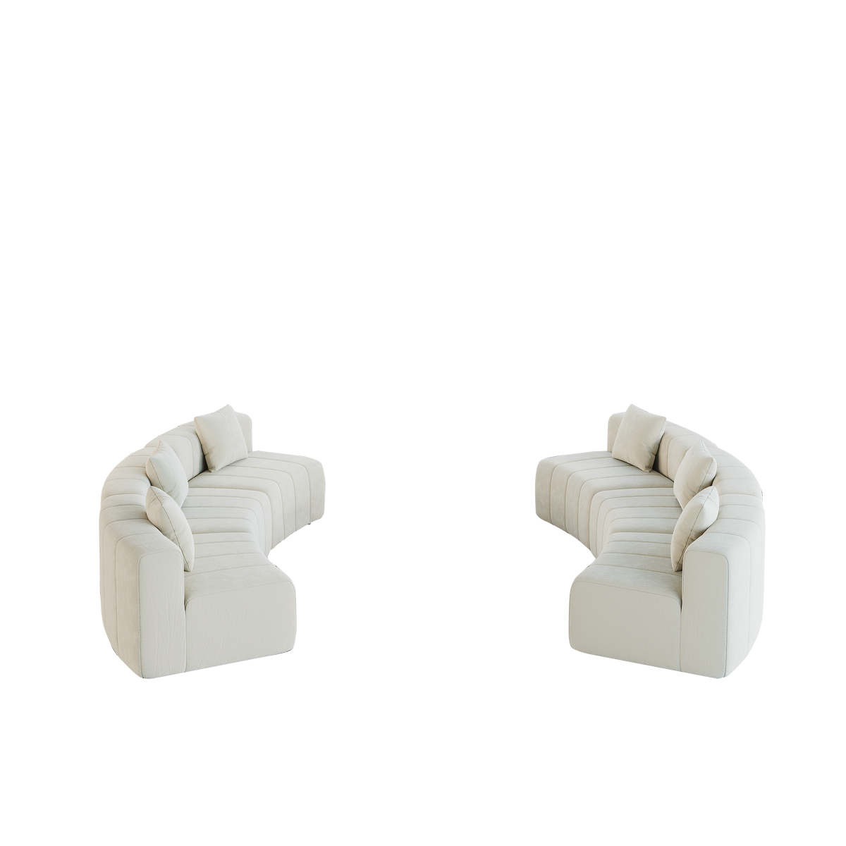 Chenille Curved Sectional Sofa With 6 Pillows,Curved Symmetrical Modular Semi Circular Sofa Sectional For Bedroom, Living Room, Office For Leisure Or Nap, Reading Room, And Lobby