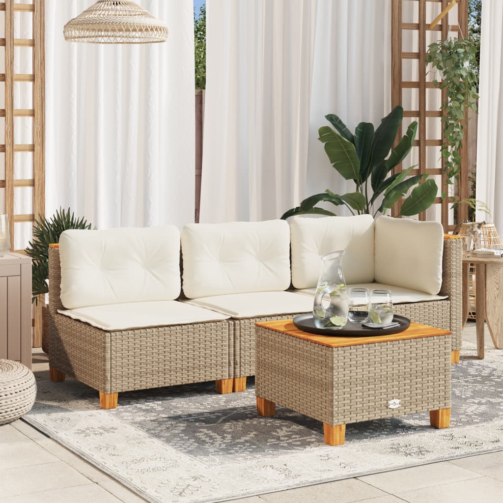 Garden Table 55x Poly Rattan Acacia Wood   Garden Table