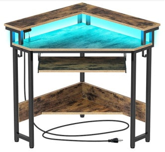 Corner Desks, Small Desks And Sockets, Corner Desks, Small Spaces, Triangular Desks With Lights And Storage For Home Offices