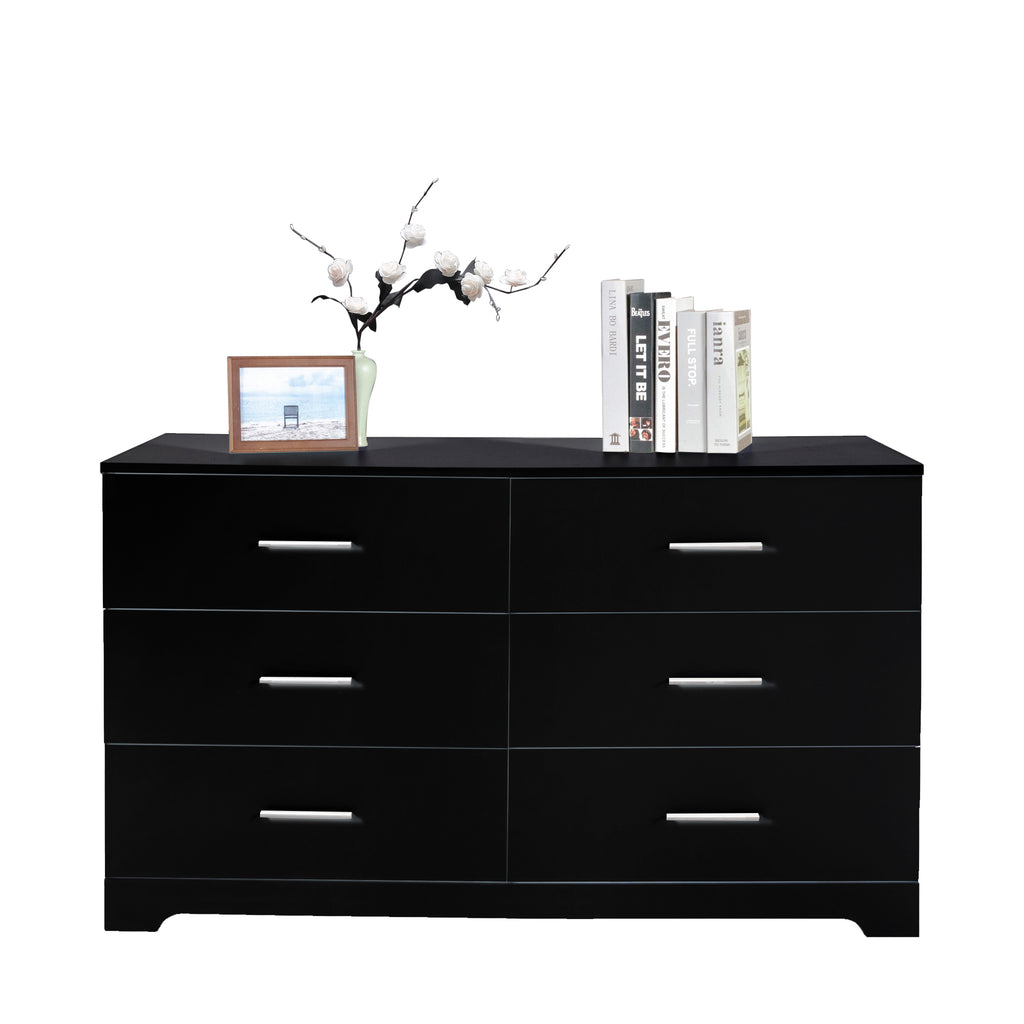 Black Particle Board With Triamcinol, Six Drawer Cabinet