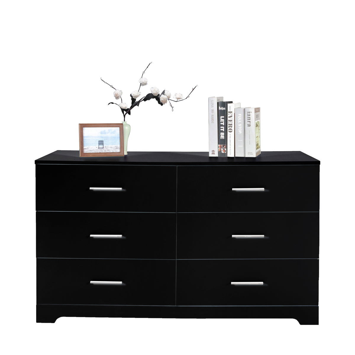 Black Particle Board With Triamcinol, Six Drawer Cabinet
