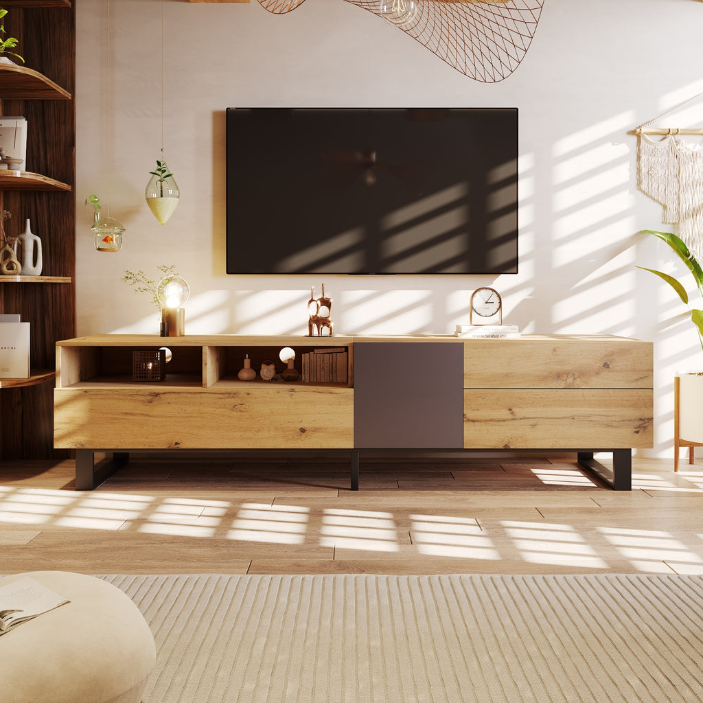 Modern TV Stand For 80'' TV, Double Storage, Media Console, Entertainment Center