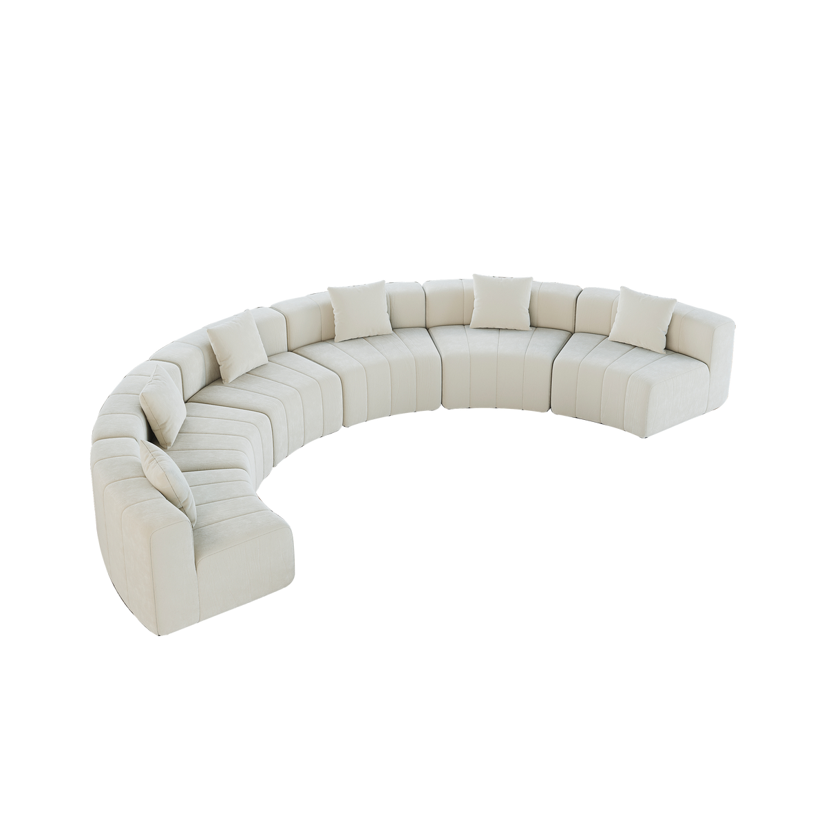 Chenille Curved Sectional Sofa With 6 Pillows,Curved Symmetrical Modular Semi Circular Sofa Sectional For Bedroom, Living Room, Office For Leisure Or Nap, Reading Room, And Lobby