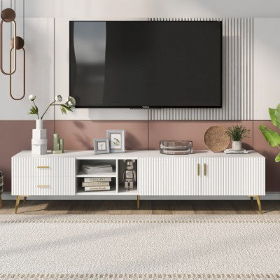 White TV Stand For 75-inch Televisions, Lowboards, TV Boards, TV Cabinet, Entertainment Center, TV Console Table, Modern Entertainment Center, Media Console White