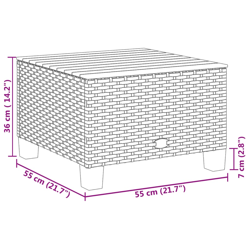 Garden Table 55x Poly Rattan Acacia Wood   Garden Table