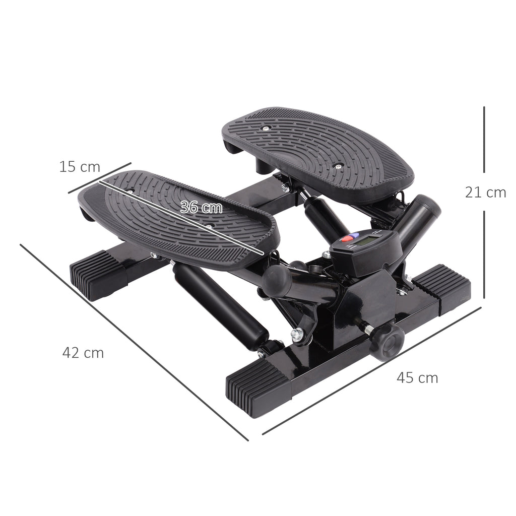 Portable Mini Stepper, Exercise Fitness Machine For Legs Arms Thigh Toner Toning Machine, Stair Steps Workout Training Fitness, W/ Resistance Bands And Floor Mat, Black