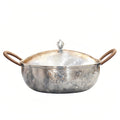 925 Sterling Silver Elegant Silver Lotus and Fish Relief Covered Pot with Wrapped Handles - Handicraft