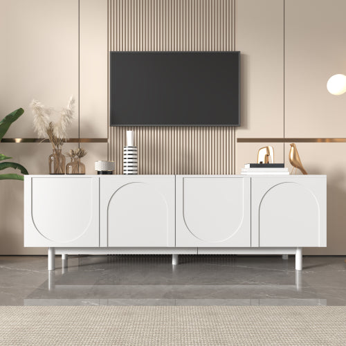 Modern Black TV Cabinet  175 X 38 X 56 Cm, Adjustable Shelves, Lightweight Lowboard TV Furniture In Luxury Style