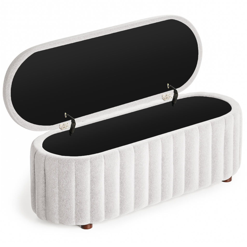 Linen Upholstered Storage Bench