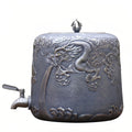 Pure 999 Fine Silver Elegant Silver Dragon Water Dispenser with Embossed Clouds and Waves - Handicraft
