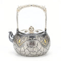 925 Sterling Silver Handcrafted Ornate Silver Teapot with Intricate Engravings and a High Decorative Arched Handle - Handicraft