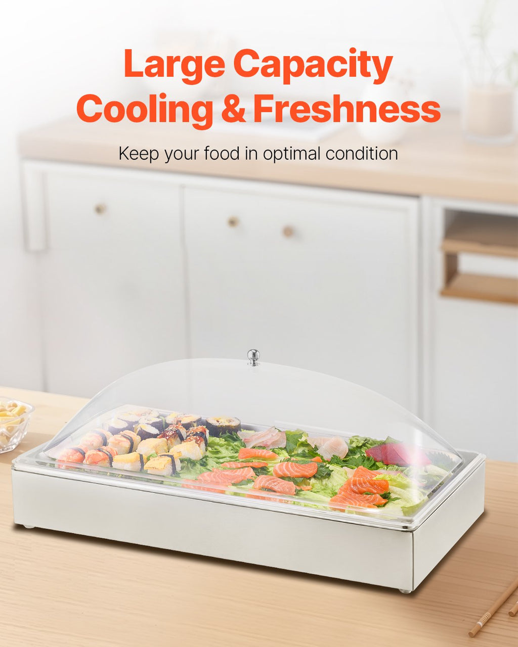 Countertop Food Serving Display Container Condiment Dispenser Tray With Lid