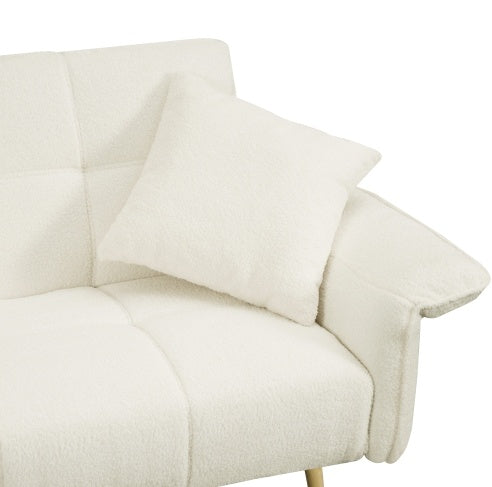 70.1 Futon Sofa Bed, Convertible Double Sofa Bed With Folding Armrests For Living Rooms And Small Spaces