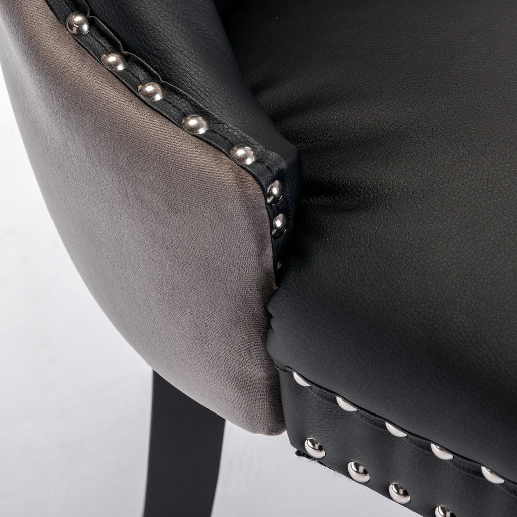 A&A Nikki  Modern Tufted Solid Wood PU & Velvet Upholstered Sofa