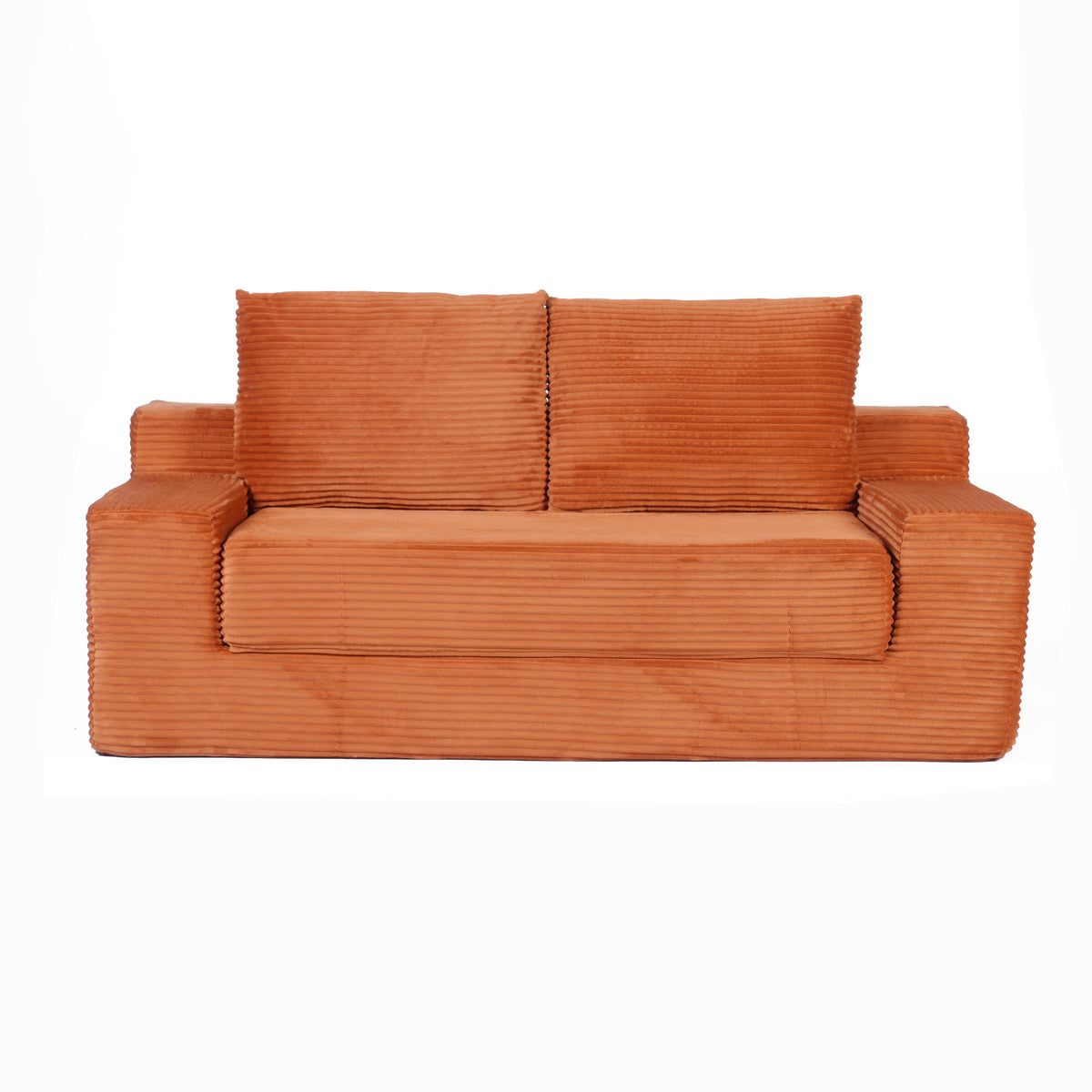 Loveseat Sofa, Comfortable Deep Seat Sofa Bed, Modern Small Corduroy Couch For Living Room Bedroom,Reversible Cushion With Pillows,No Assembly Required,Orange