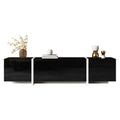 TV Cabinet, Black High-gloss Cabinet And White Contrasting Table Legs, With Simple Cabinet Doors And Drawers.