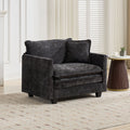 Cloud Sofa Single Seat Ottoman Is Not Included, Modern Sectional Couch, For Living Room Bedroom And Apartment, Comfy Double Layer Upholstered Seat Cushion, Breathable Chenille Fabric, Black