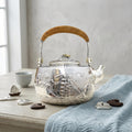 Pure 999 Fine Silver Vintage Handcrafted Silver Teapot Featuring a Detailed Embossed Nautical Sailing Scene - Handicraft