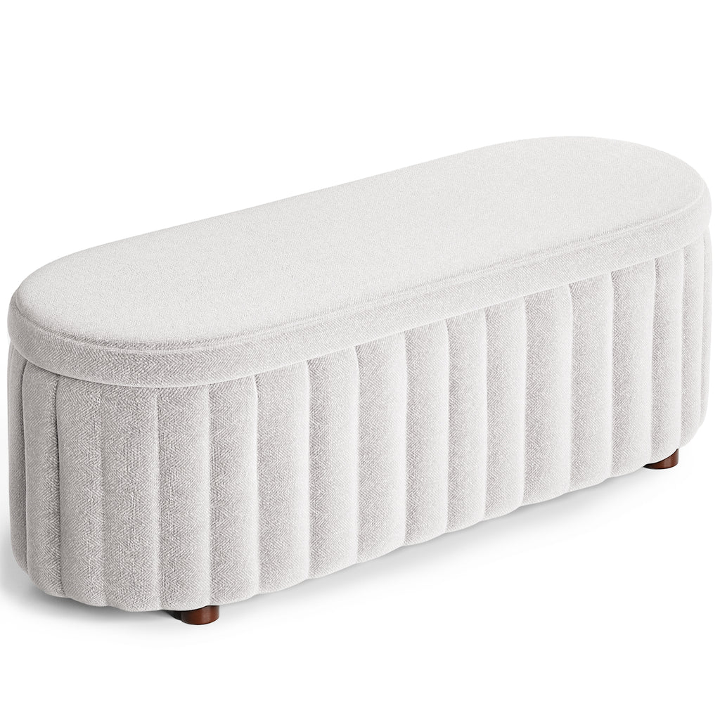 Linen Upholstered Storage Bench