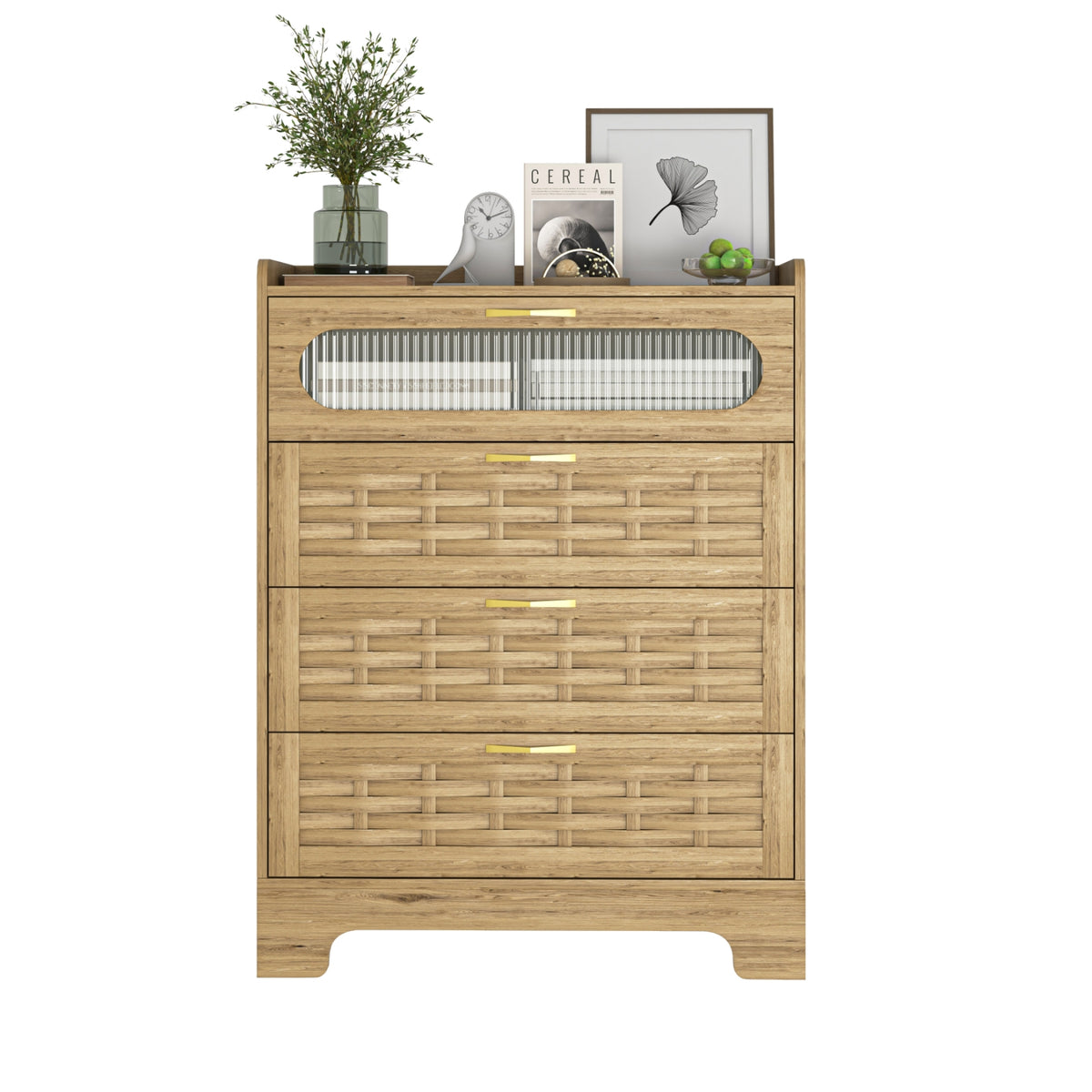 Wood 4 Drawer Dresser For Bedroom, Large Double Dresser With Wide Drawers, Modern Chest Of Drawers,S