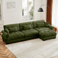 Super Comfort Oversized Modular Velvet Sectional Sofa Couch With Movable Ottoman,Corner Sectional With Bolstered Armrests, Deep Seat Cloud Couch, Convertible L Shaped Couch For Living Room Olive Green