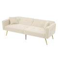 The Sofa Bed Has A Bed Function, Three Adjustable Backrest Angles, Gold Legs, Cushions And Side Storage Pockets.