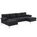 280x130x85 U-Shaped 4-Seat Linen Seat Frame Wooden Frame Back Iron Frame