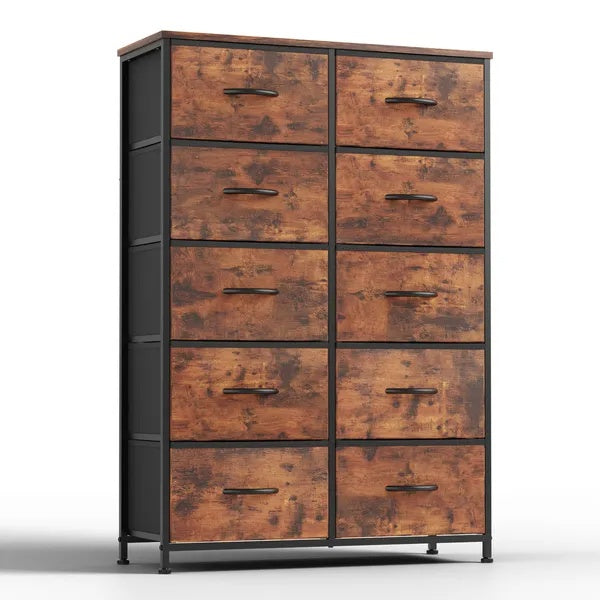 Bedside Table For Bedroom With 10 Fabric Drawers Storage Cabinet Steel Frame Closet For Clothes Storage Display Cabinet