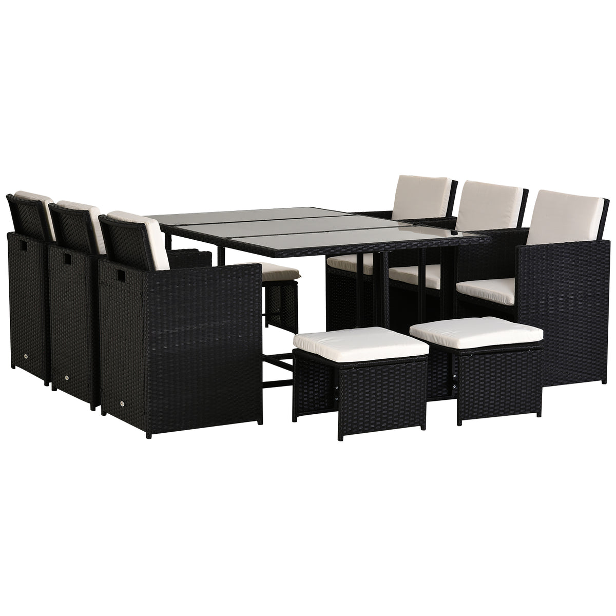Rattan Garden Furniture Set 6 Seater Cube | Patio Dining Set with Cushions