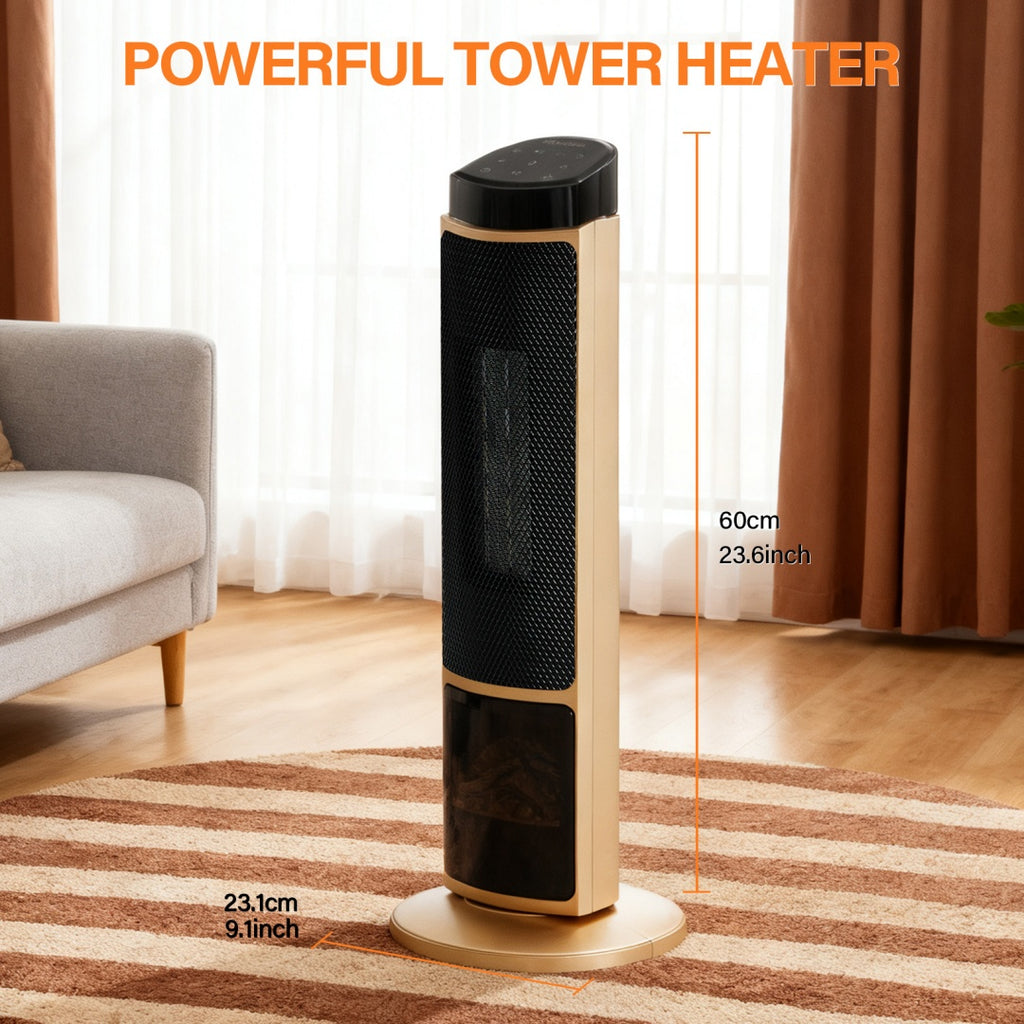 23inch Space Heaters For Indoor Use, Portable Heater With 7 Light Colors