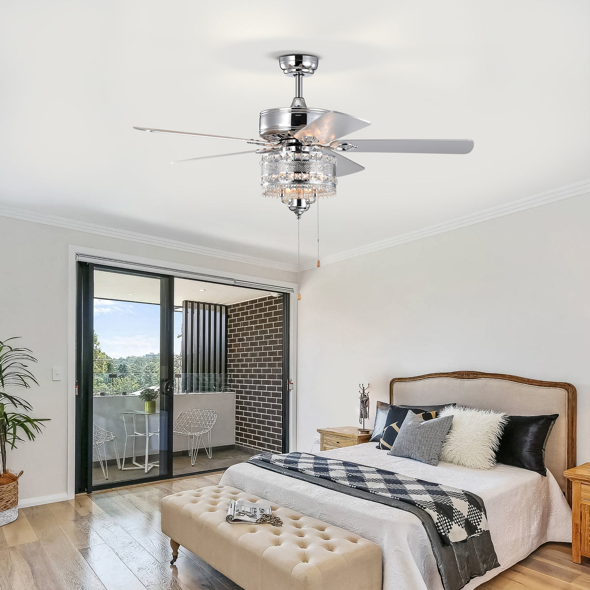 3-Light Chrome Drum Shade LED Ceiling Fan Remote, Traditional Farmhouse Rustic Industrial Bohemian Country Cottage Transitional Glam For Home, Kitchen, Living Room