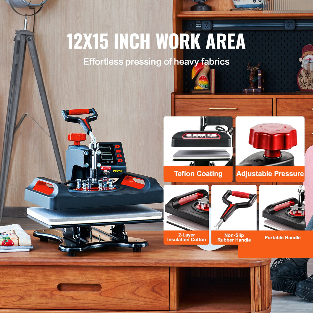 11 In 1 Heat Press  12 X 15 Inch, Multifunctional Clamshell Printer  Heat Press Machine