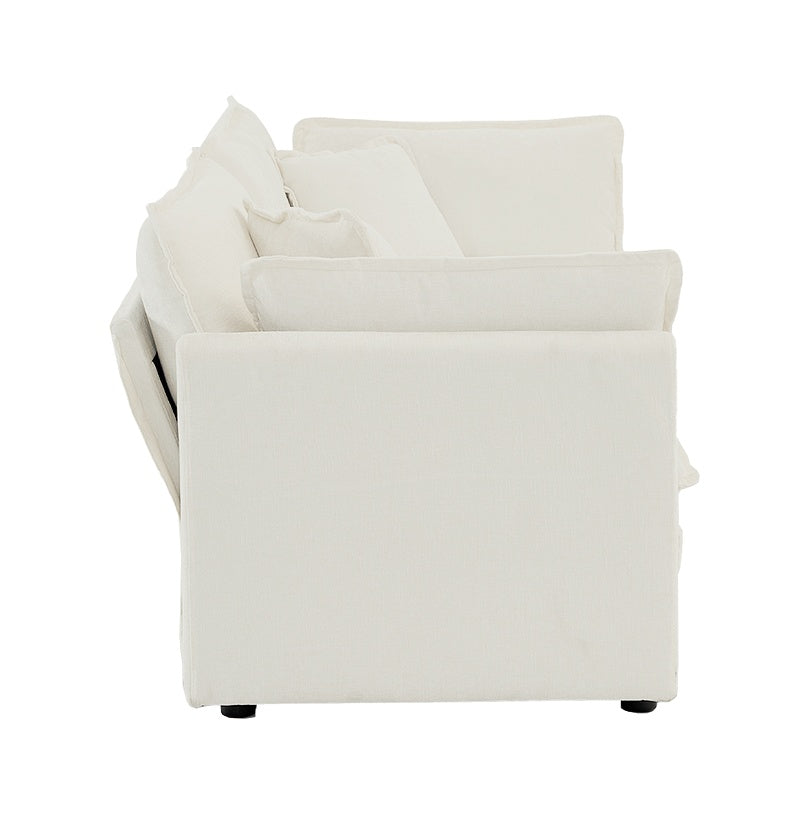 Modern Fabric Double Sofa With 4 Pillows