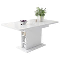 Extendable Dining Table, Dining Table With Storage, Rectangular Dining Table, Coffee Leisure Table, Modern Simple Iron Dining Table, Space-saving Multifunctional Dining Table, White