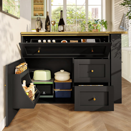 Extendable Bar Table With Storage Space  138-204x39x105cm  Kitchen Cabinet Sideboard With Snack Shelf, Telescopic Bar Table, High Table, Bistro Table  High Table,Kitchen Island, Black
