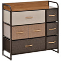 3-Tier Storage Organizer for Bedroom Entryway, 7-Drawer Dresser with Steel Frame for Bedroom, Maple Wood
