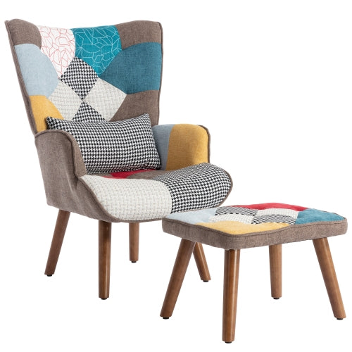 Multi-colour Lounge Chair With Footrest, Backrest And Cushion, Living Room Lounge Chair Combination