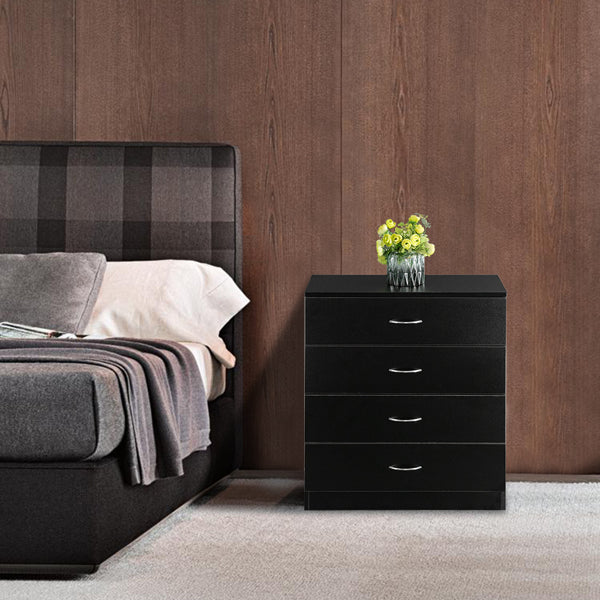 4-drawer Bedside Storage Cabinet, Black