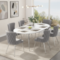 Velvet Dining Chair, Set Of 6, Luxurious Living Room Bedroom Lounge Chair With Four Silver-colored Metal Support Legs, Grey