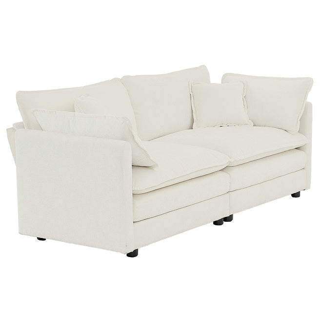 Modern Fabric Double Sofa With 4 Pillows