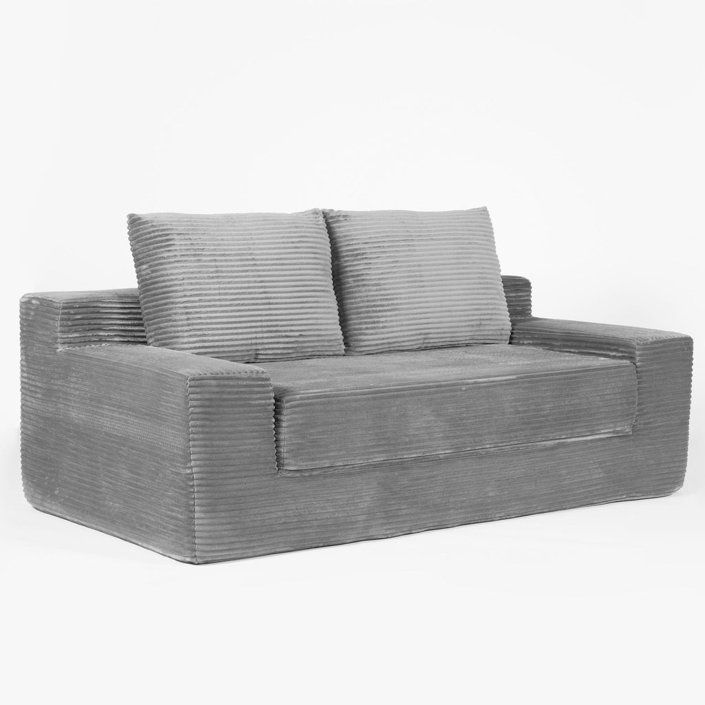 Loveseat Sofa, Comfortable Deep Seat Sofa Bed, Modern Small Corduroy Couch For Living Room Bedroom,Reversible Cushion With Pillows,No Assembly Required,Dark-grey