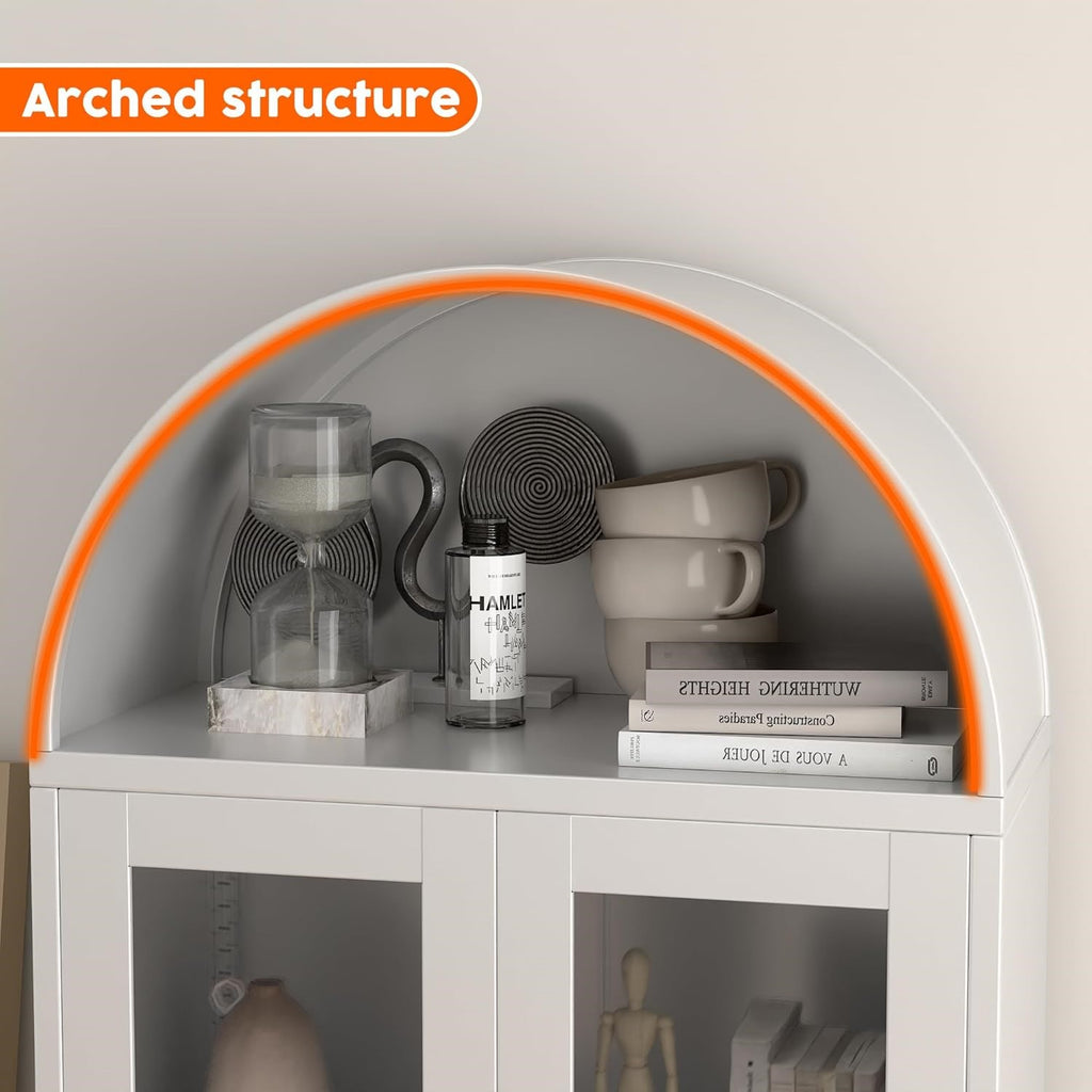 Metal Arched Household Storage Cabinet In Black And White Color
