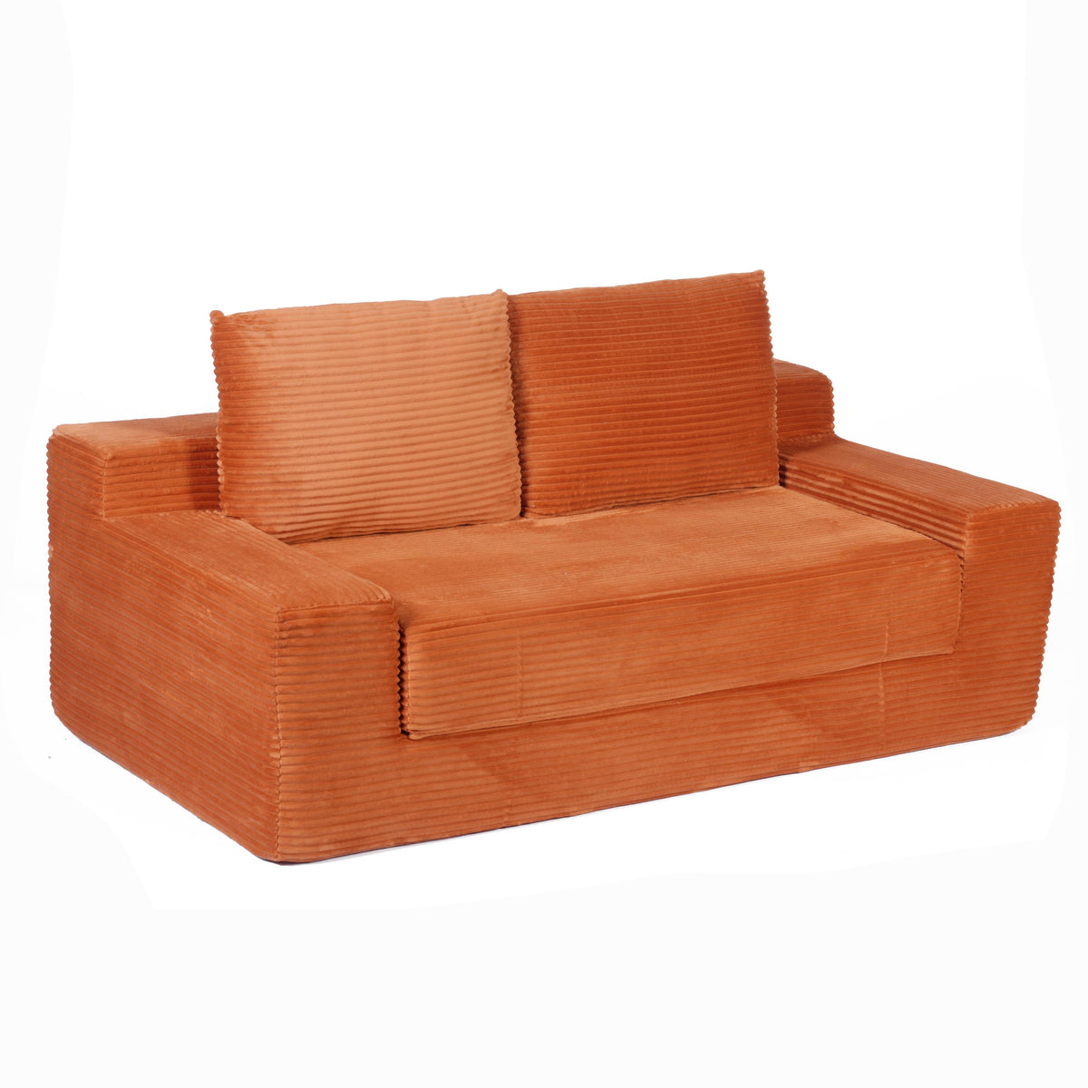 Loveseat Sofa, Comfortable Deep Seat Sofa Bed, Modern Small Corduroy Couch For Living Room Bedroom,Reversible Cushion With Pillows,No Assembly Required,Orange