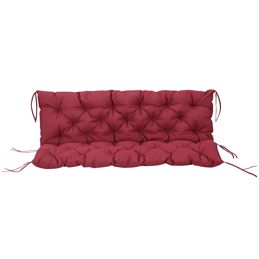 59" x 38" Tufted Bench Cushion for Outdoor Furniture, 3-Seater Replacement for Swing Chair, Patio Sofa/Couch, Wine Red