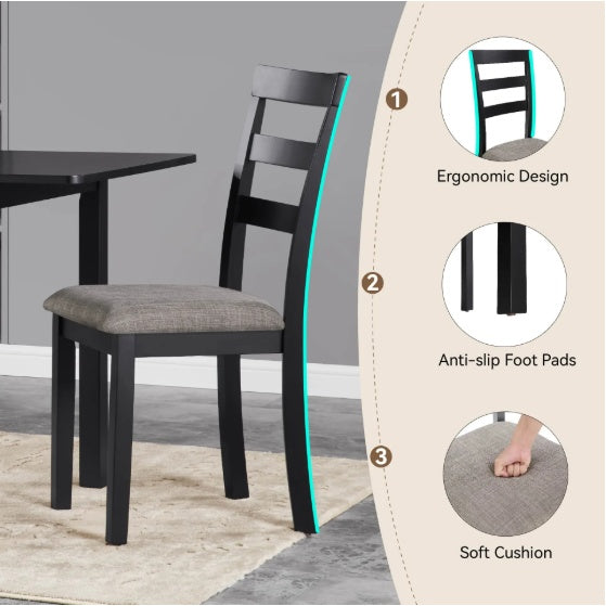 Farmhouse Style Dining Chairs Set Of 2, Wooden Kitchen Chairs, Solid Wood Legs, High Ladder Back, Non-Slip Foot Pads, Sturdy Design, 275lbs Capacity   Perfect For Dining Room Or Kitchen