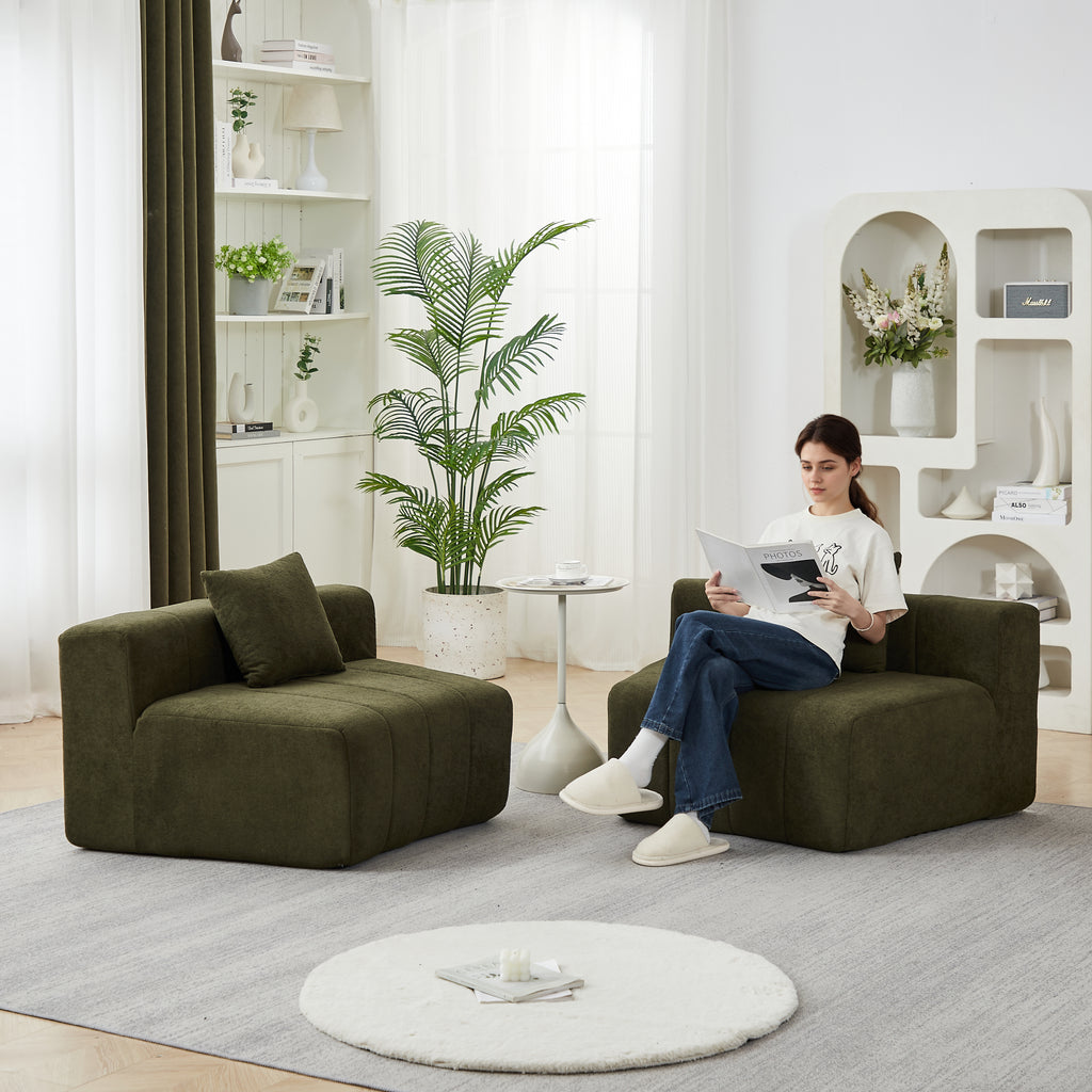 Chenille Curved Sectional Sofa With 2 Pillows,Curved Symmetrical Modular Semi Circular Sofa Sectional For Bedroom, Living Room, Office For Leisure Or Nap, Reading Room, And Lobby