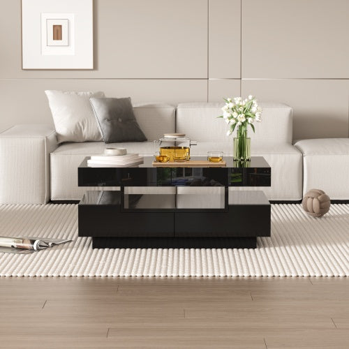 High gloss LED Coffee Table with Four Drawer storage