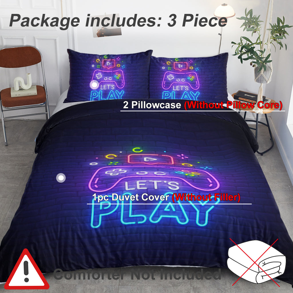 Gaming Duvet Cover Set Twin Full Queen King Size Video Game Controller Bedding Set, Boys Video Games Comforter Cover With 2 Pillow Shams, Bed Set For Boys Girls Bedroom Decor
